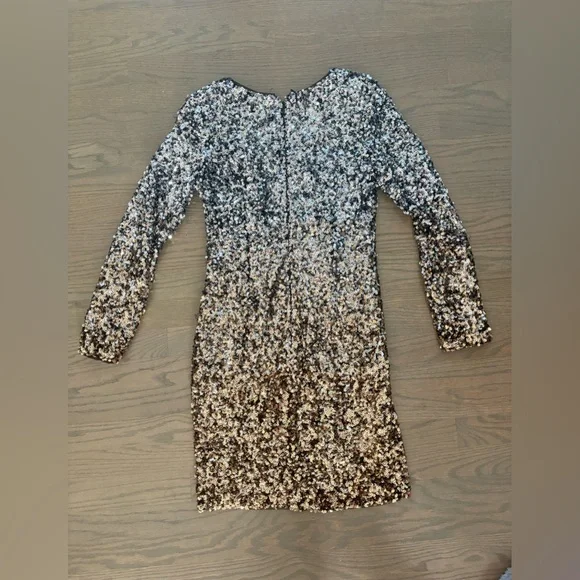 Aidan Mattox ombré gold silver sequin mini dress women’s size 4 - Picture 4 of 7